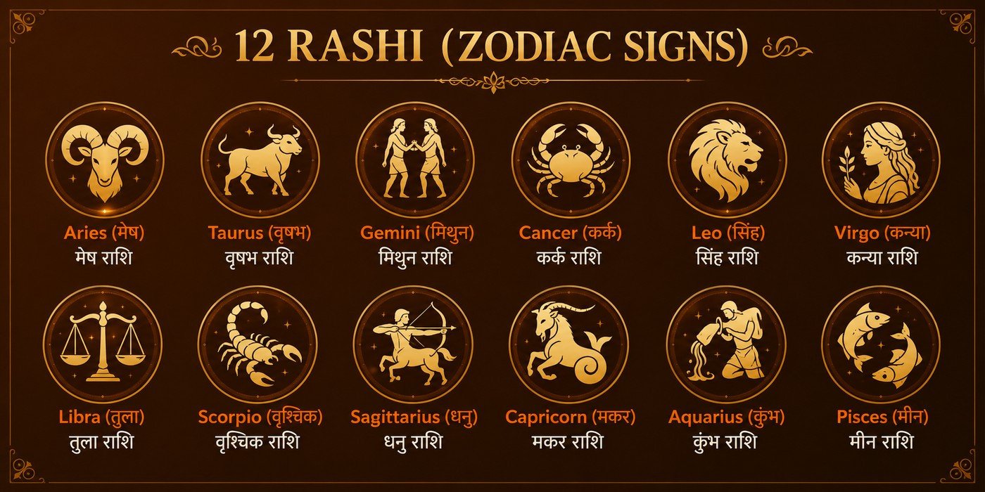 12 Rashi Zodiac Signs - Daily Horoscope